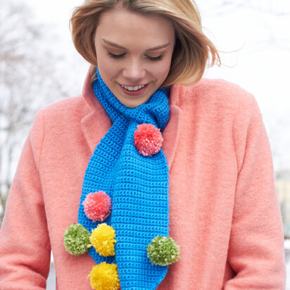Pom Pom Scarf in Caron Simply Soft and Simply Soft Brites - Downloadable PDF