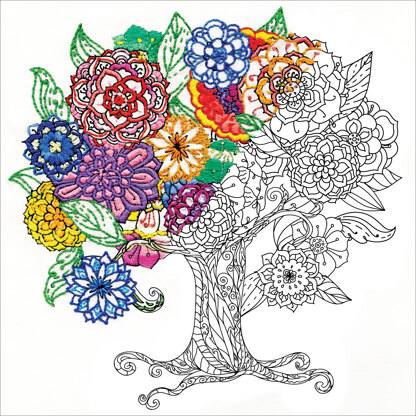 Design Works Zenbroidery Tree Cotton Fabric