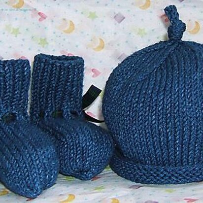 Denim Bootees and Hat