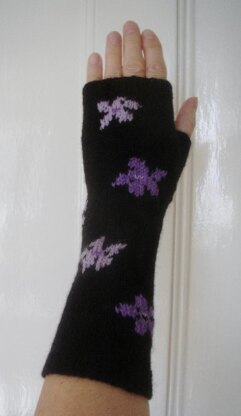 Star-flower long fingerless mitts