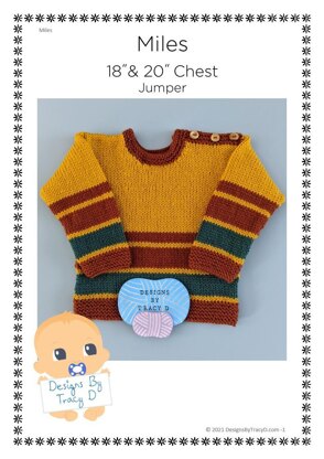 Miles baby jumper / sweater knitting pattern 3-6mths & 6-12mths