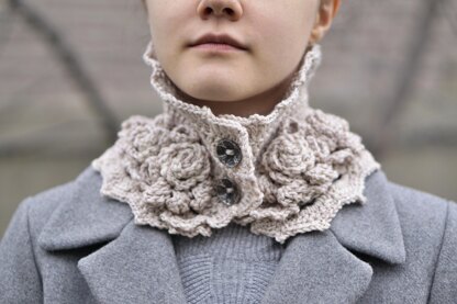 Elegant Rose Neck Warmer Scarf Crochet pattern by Valerie Baber