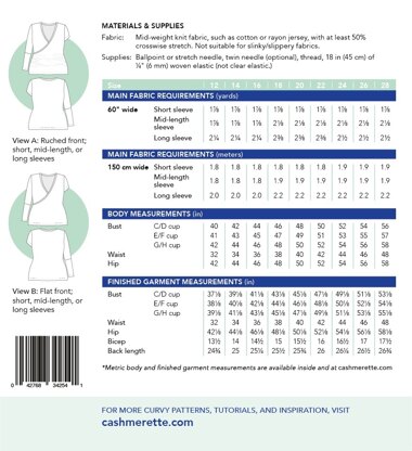 Cashmerette Dartmouth Top 2202 - Paper Pattern, Size 12 - 28