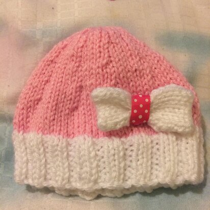 Cute Newborn Baby Beanie with a Ribbon Bow