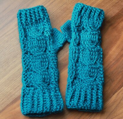 Teal Fingerless Mitts - Test Sample