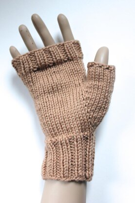 Amberley Fingerless Gloves - knitted in the round