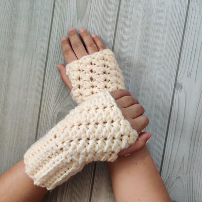 White Winter Wrist Warmers