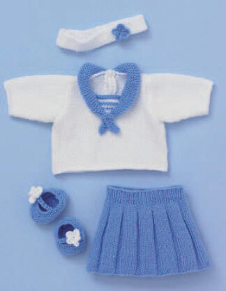 Baby Dolls Sailor Top, Skirt, Pants, Shoes & Headband in Hayfield Bonus DK - 2484 - Downloadable PDF