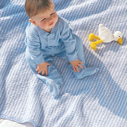 Favorite Blue/White Blanket in Bernat Softee Baby Solids