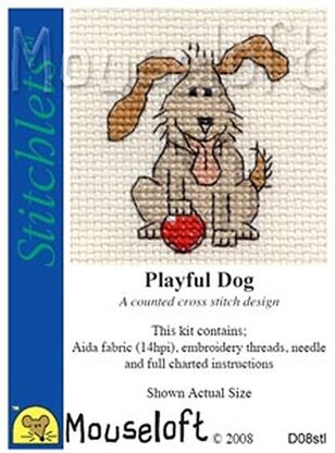 Mouseloft Playful Dog Stitchlets Cross Stitch Kit - 85 x 110 x 10
