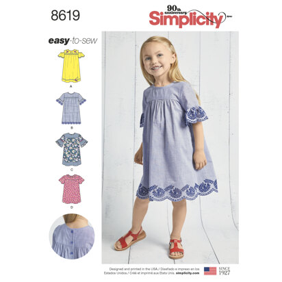 Simplicity 8619 Child's Easy to Sew Dresses - Paper Pattern, Size A (3-4-5-6-7-8)