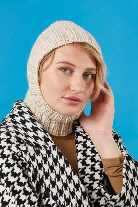 Bashful Balaclava - Free Knitting Pattern for Women in Paintbox Yarns 100% Wool Chunky Superwash by Paintbox Yarns