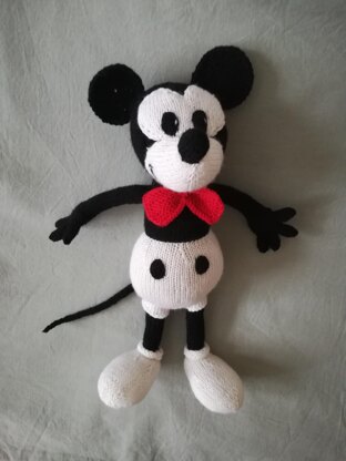 Toy Knitting pattern for a Mickey Mouse toy based on Steamboat Willie