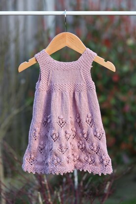 Pinafore Sundress Knitting Pattern (42) with Bobble Flowers to fit Baby/Child