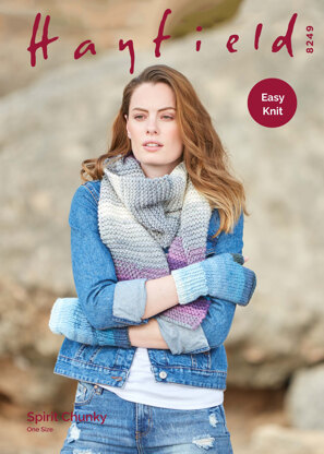 Wrist Warmers & Scarf in Hayfield Spirit Chunky - 8249 - Downloadable PDF