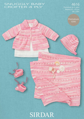 Coat, Hat, Bootees and Blanket in Sirdar Snuggly Baby Crofter 4ply - 4616 - Downloadable PDF