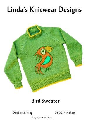 Parrot bird jumper Knitting pattern by Linda Moorhouse