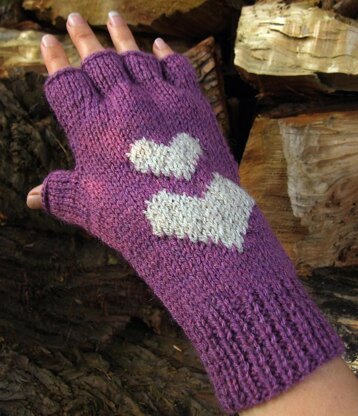 Hearts Fingerless Gloves