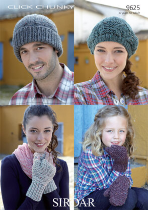 Hats and Mittens in Sirdar Click Chunky - 9625 - Downloadable PDF