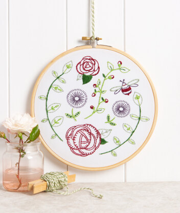 Hawthorn Handmade Rose Garden Contemporary Printed Embroidery Kit - 16cm