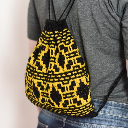 Diamond Grid Drawstring Backpack