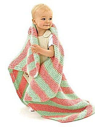 Knit Bright Stripes Baby Blanket in Lion Brand Homespun - 10141AD