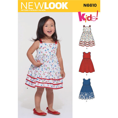 New Look N6610 Toddlers' Dress 6610 - Paper Pattern, Size 1/2-1-2-3-4
