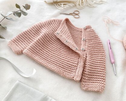 Size 6-12 months -CUDDLES Crochet Baby Sweater