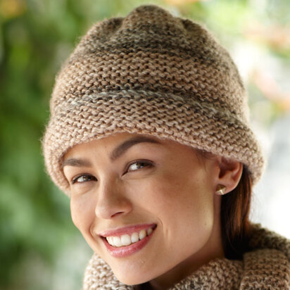 Caramel Swirl Hat in Lion Brand Tweed Stripes - L0470