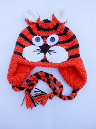 Tiger Cat Animal Hat knit