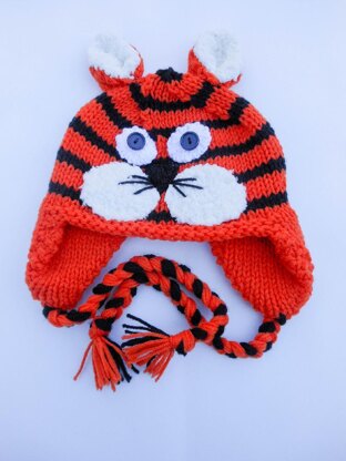 Tiger Cat Animal Hat knit