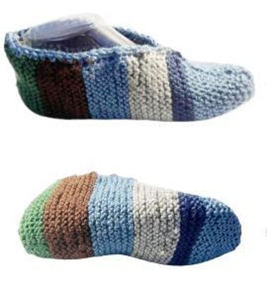 Easy Colorful Slippers in Straight Needles Knitting Pattern