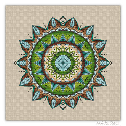 Mandala "Mint Chocolate" Cross Stitch PDF Pattern