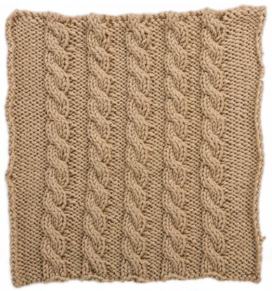 Basic Cables Square for Knit Your Cables Afghan in Red Heart Soft Solids - LW4309-B