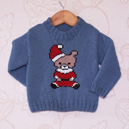 Intarsia - Santa Teddy Chart - Childrens Sweater