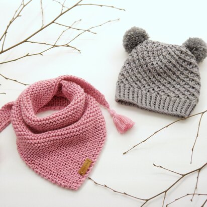 Knitting Pattern –Baby Cap “Little Star” & Triangular Scarf – No.192E