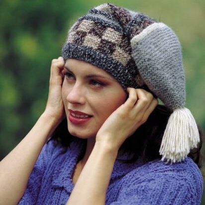 Cap  with Jacquard Pattern and Beige Tassel in Adriafil Sierra Andina - Downloadable PDF