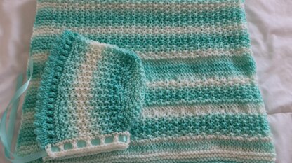 Mint Sorbet Baby Bonnet  Blanket.