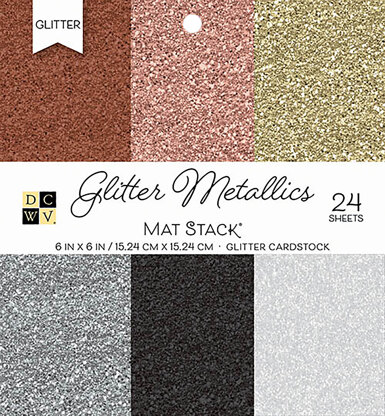 American Crafts DCWV Single-Sided Cardstock Stack 6"X6" 24/Pkg - Glitter Metallics Solid, 6 Colors/4 Each