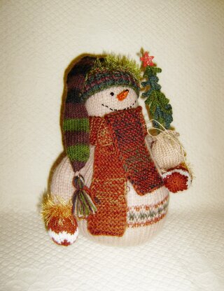 Knit Snowfamily cocoa color, toys for christmas