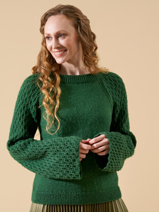 Francesca Floral Lace Sleeved Top  in West Yorkshire Spinners Exquisite 4ply - DBP0276 - Downloadable PDF