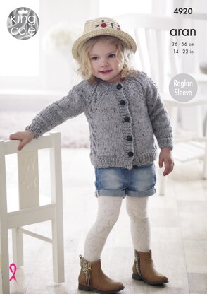 Raglan Sweater and Cardigan in King Cole Big Value Aran - 4920 - Downloadable PDF