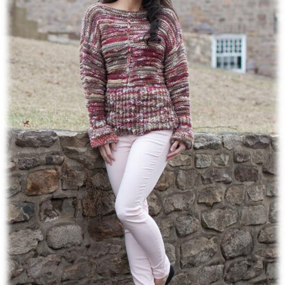 Peplum Drop Shoulder Pullover in Plymouth Yarn Sophia Tweed - 2773 - Downloadable PDF