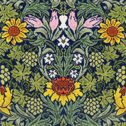 Bothy Threads William Morris Sunflowers Cross Stitch Kit - 31cm x 31cm