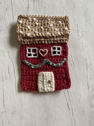 Winter Cottages Crochet Cushion