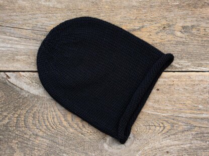 Knitting Pattern Rolled Brim Slouchy Beanie