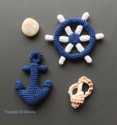 Keychain Anchor and Steering Wheel Crochet pattern by Natalia