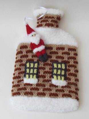 Christmas House Hot Water Bottle Cover