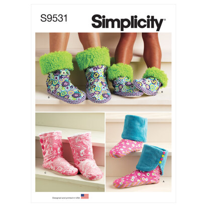 Simplicity Slippers S9531 - Paper Pattern, Size A (XS - XL / XS - XL)