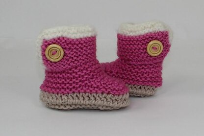 Chunky Baby Fur Trim One Button Booties